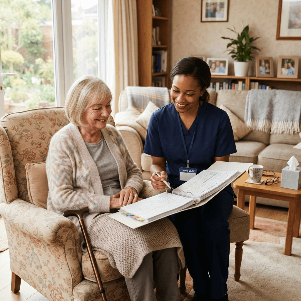 Dedicated home healthcare staff assisting a patient at home